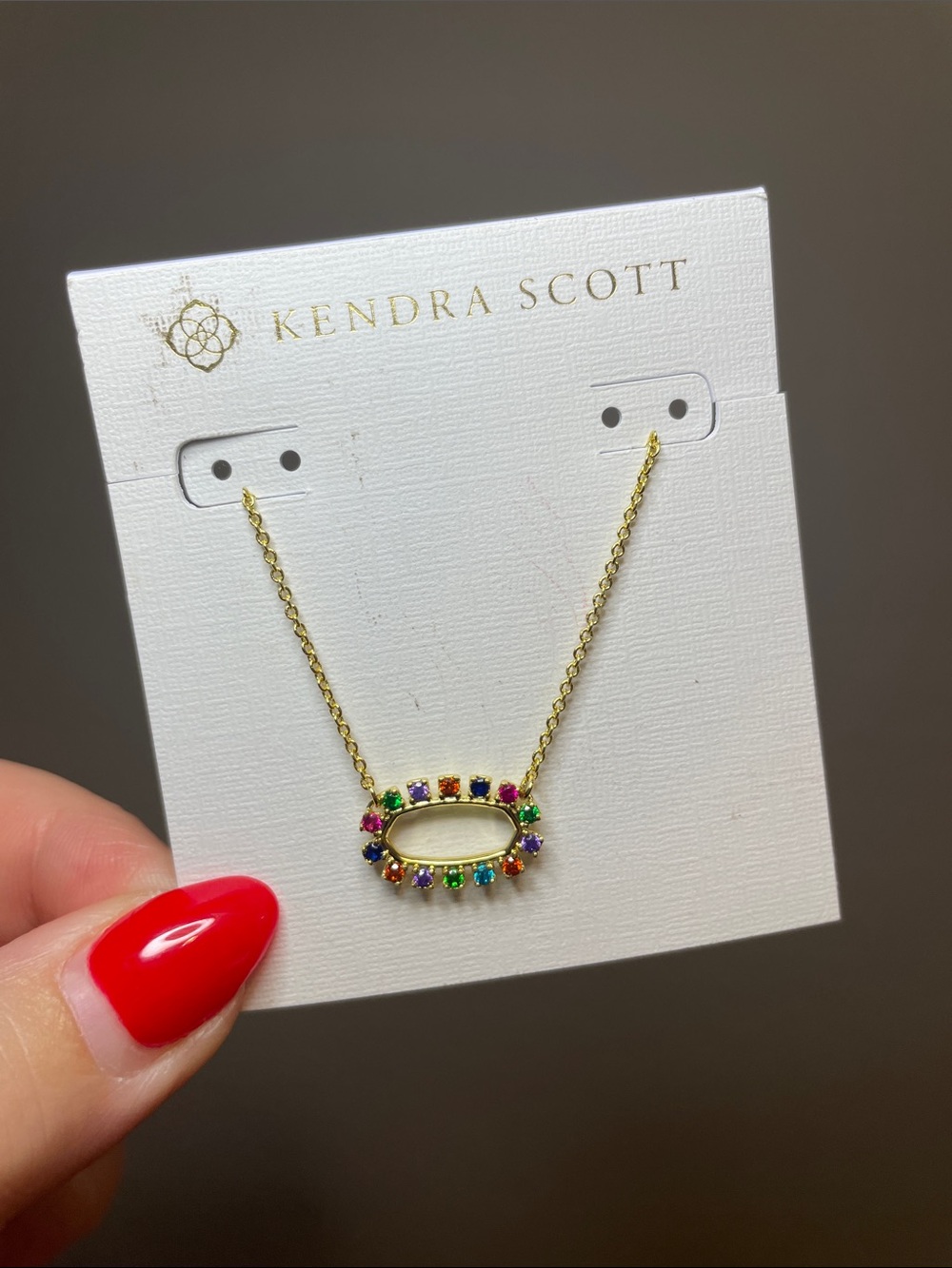 Kendra Scott Elisa Open Frame Necklace in Multicolor - NWT $60 MSRP - Picture 2 of 6